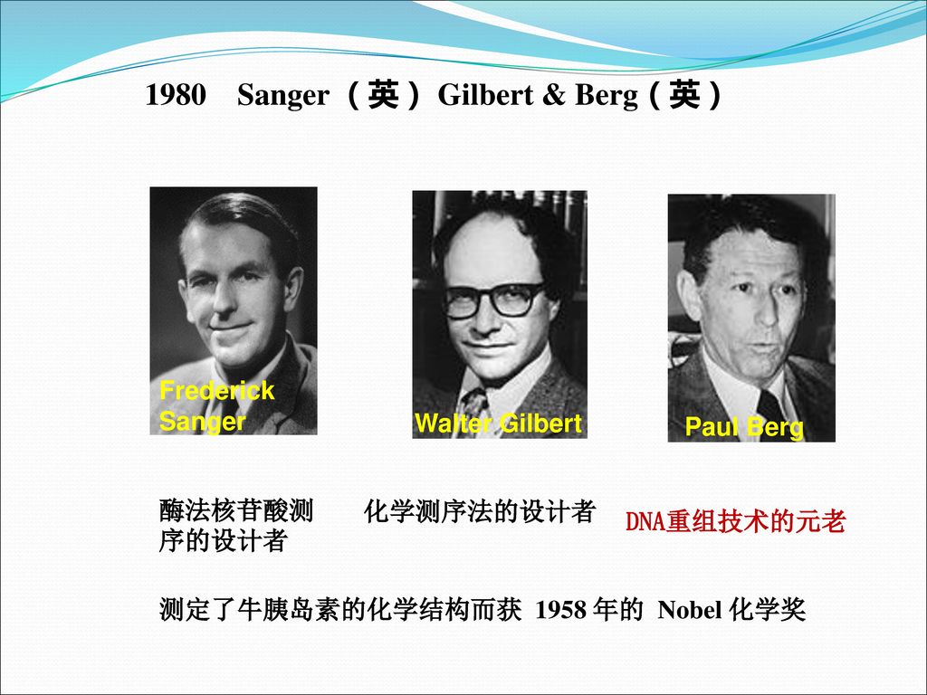 1980 sanger (英) gilbert & berg(英) frederick sangerwalter