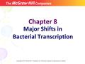 Chapter 8 Major Shifts in Bacterial Transcription Copyright © The McGraw-Hill Companies, Inc. Permission required for reproduction or display.