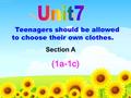 Teenagers should be allowed to choose their own clothes. (1a-1c) Section A.