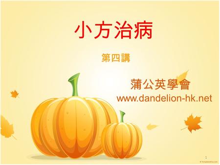 1 小方治病 第四講 蒲公英學會 www.dandelion-hk.net. 2 複習 重新複習上一課的輔助藥物.