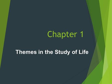 Chapter 1 Themes in the Study of Life. 一. 生命的基本特徵 生命的結構皆呈現高度秩序 ( Order ) 性 深深感動 - 生長、生殖、感應、活動 ‒ 生長 ( Growth ): 生物的成長模式受 DNA 指引，形成具有其生命特徵之 生物 ‒ 生殖 ( Reproduction.