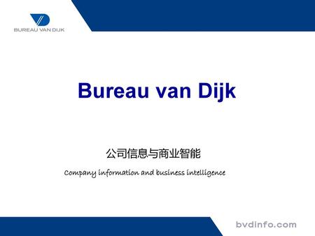 Bureau van Dijk 公司信息与商业智能