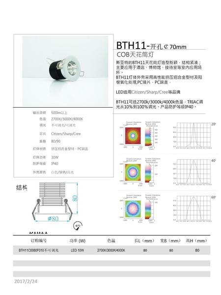BTH11-开孔￠70mm BTH11 COB天花筒灯 结构图:(mm) 2017/2/24