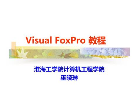 Visual FoxPro 教程 淮海工学院计算机工程学院 巫晓琳.