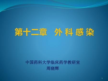 第十二章 外 科 感 染 中国药科大学临床药学教研室 周晓辉.