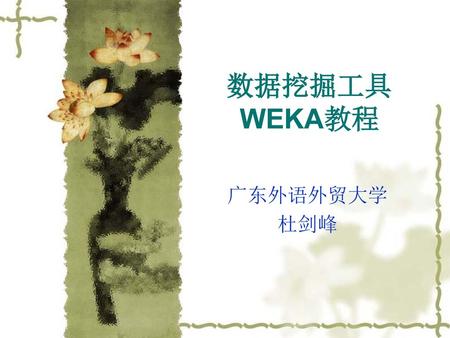 数据挖掘工具 WEKA教程 广东外语外贸大学 杜剑峰.