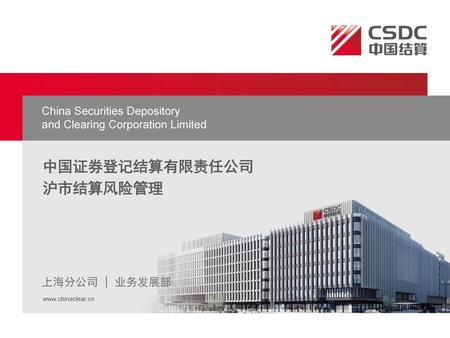 中国证券登记结算有限责任公司 沪市结算风险管理 China Securities Depository
