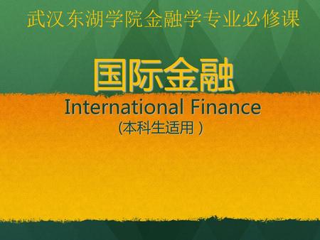 武汉东湖学院金融学专业必修课 国际金融 International Finance (本科生适用）