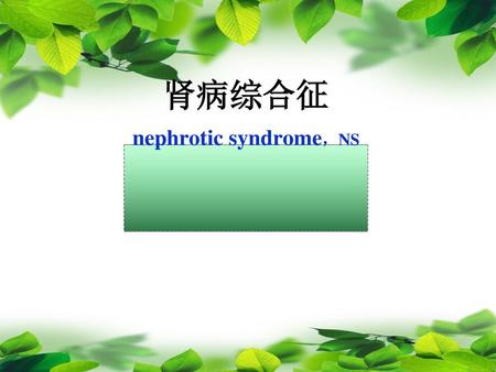 肾病综合征 nephrotic syndrome，NS