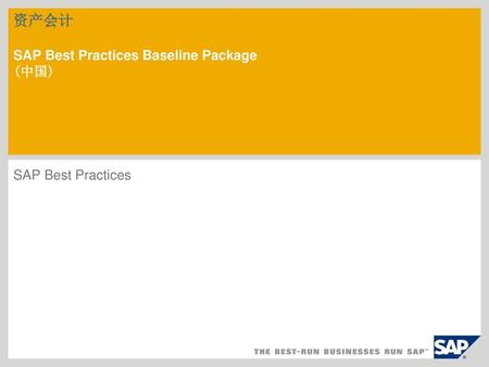 资产会计 SAP Best Practices Baseline Package (中国)