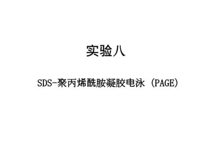 实验八 SDS-聚丙烯酰胺凝胶电泳（PAGE）.
