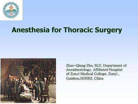 Anesthesia for Thoracic Surgery