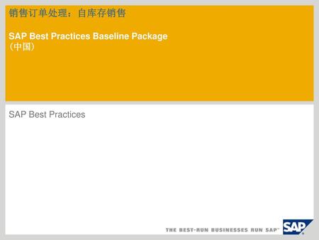 销售订单处理：自库存销售 SAP Best Practices Baseline Package (中国)
