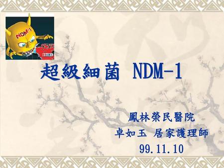超級細菌 NDM-1 鳳林榮民醫院 卓如玉 居家護理師 99.11.10.