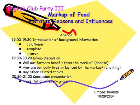 Markup of Food -- Status, Reasons and Influences