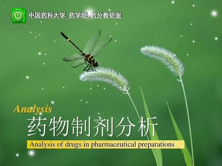 药物制剂分析 Analysis Analysis of drugs in pharmaceutical preparations