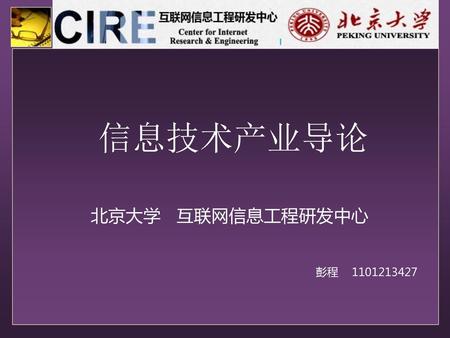 信息技术产业导论 北京大学 互联网信息工程研发中心 彭程 1101213427.