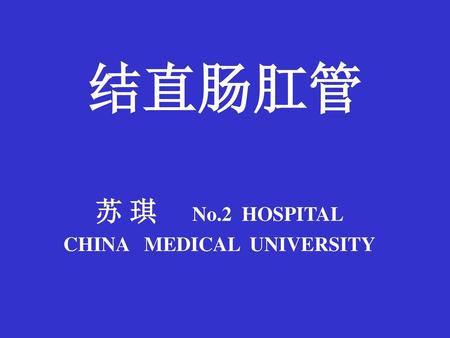 苏 琪 No.2 HOSPITAL CHINA MEDICAL UNIVERSITY