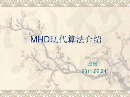 MHD现代算法介绍 张嫚 2011.03.24.