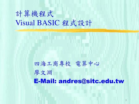 計算機程式 Visual BASIC 程式設計