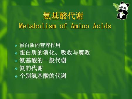 氨基酸代谢 Metabolism of Amino Acids