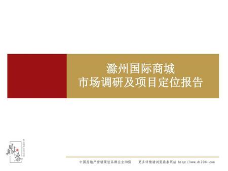 滁州国际商城 市场调研及项目定位报告.