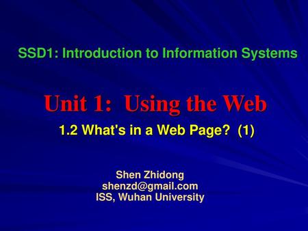 SSD1: Introduction to Information Systems