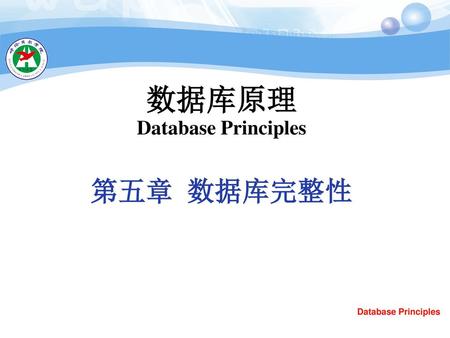 数据库原理 Database Principles 第五章 数据库完整性 Database Principles.