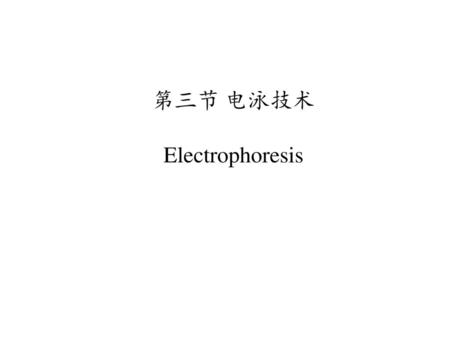 第三节 电泳技术 Electrophoresis