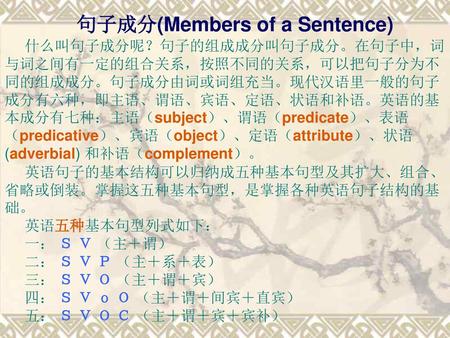 句子成分(Members of a Sentence)