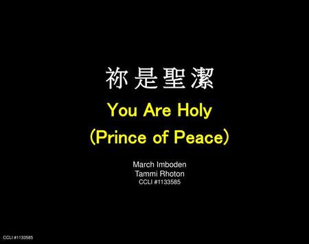 祢 是 聖 潔 You Are Holy (Prince of Peace)