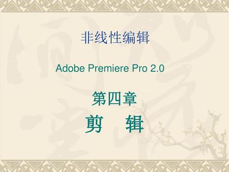 非线性编辑 Adobe Premiere Pro 2.0 第四章 剪 辑.
