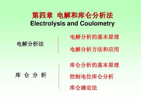 第四章 电解和库仑分析法 Electrolysis and Coulometry