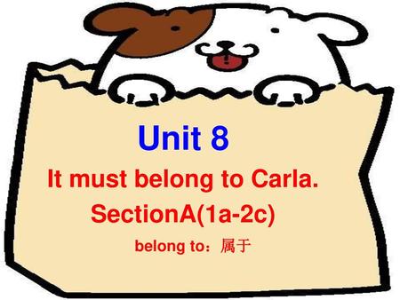 Unit 8 It must belong to Carla. SectionA(1a-2c) belong to：属于.