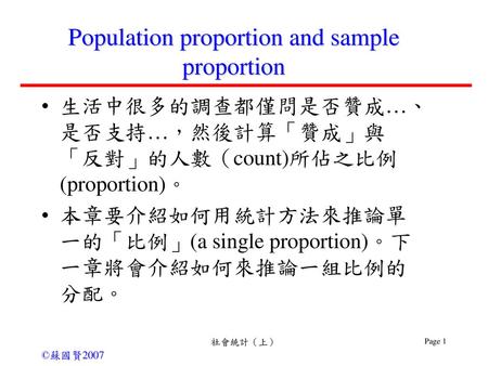 Population proportion and sample proportion