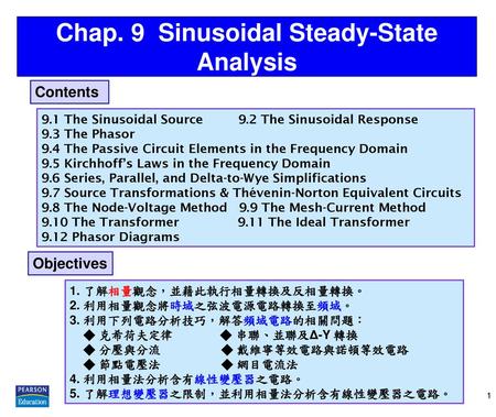 Chap. 9 Sinusoidal Steady-State Analysis