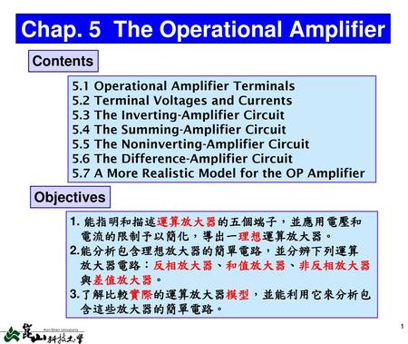 Chap. 5 The Operational Amplifier