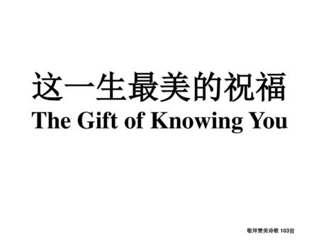 这一生最美的祝福 The Gift of Knowing You
