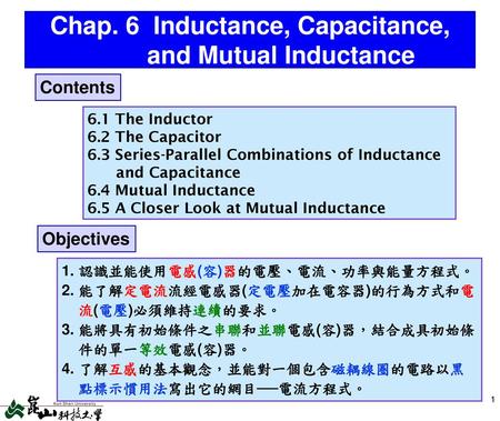 Chap. 6 Inductance, Capacitance, and Mutual Inductance