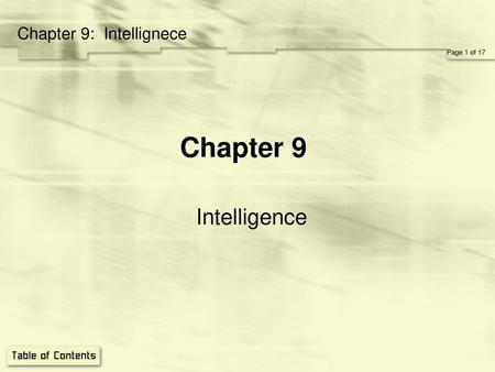 Chapter 9 Intelligence.