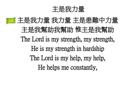 The Lord is my strength, my strength, He is my strength in hardship