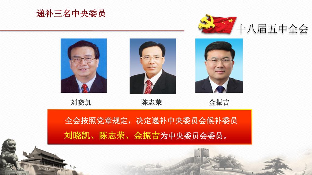 刘晓凯、陈志荣、金振吉为中央委员会委员。
