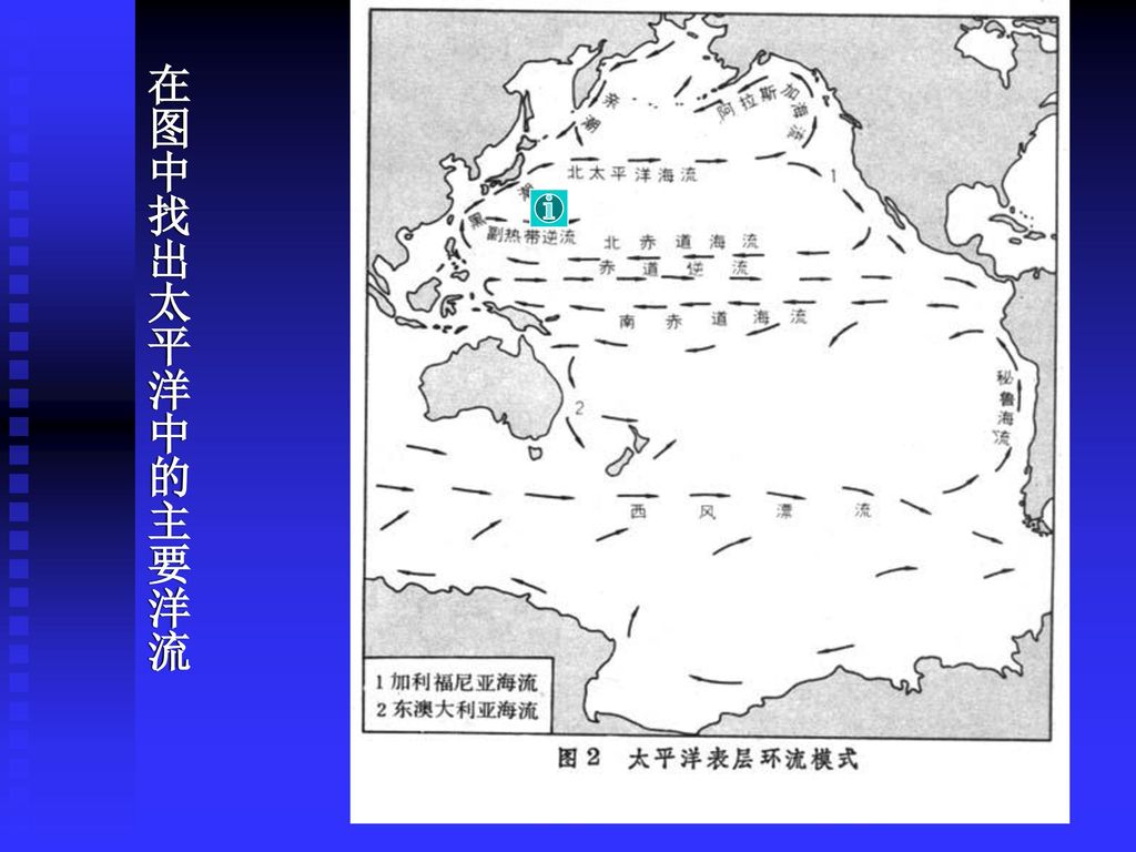 在图中找出太平洋中的主要洋流