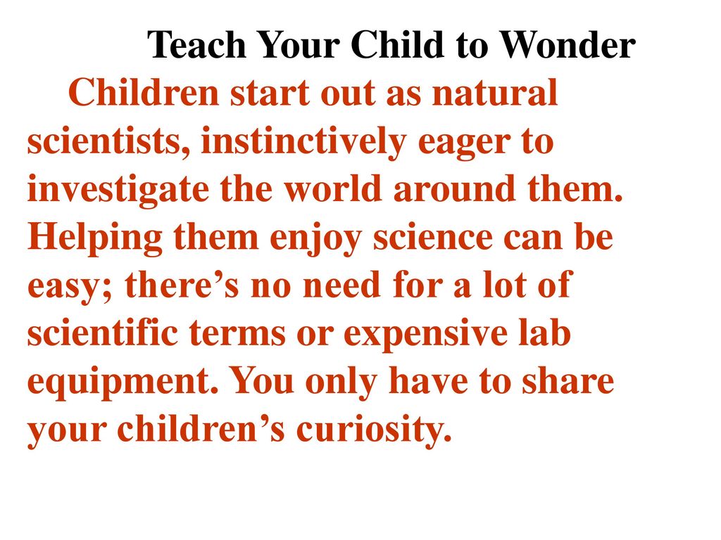 Teach Your Child to Wonder