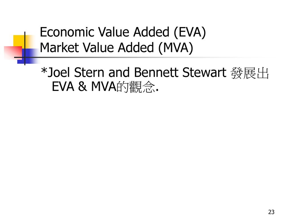 Economic Value Added (EVA) Market Value Added (MVA)