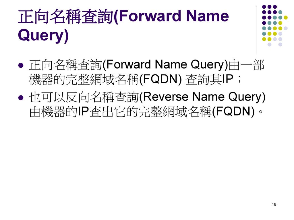 正向名稱查詢(Forward Name Query)