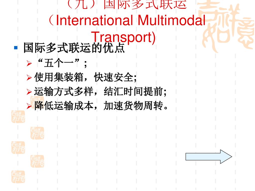 （九）国际多式联运 （International Multimodal Transport)