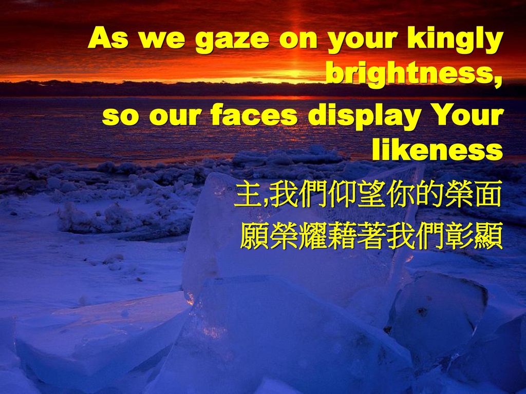 As we gaze on your kingly brightness,