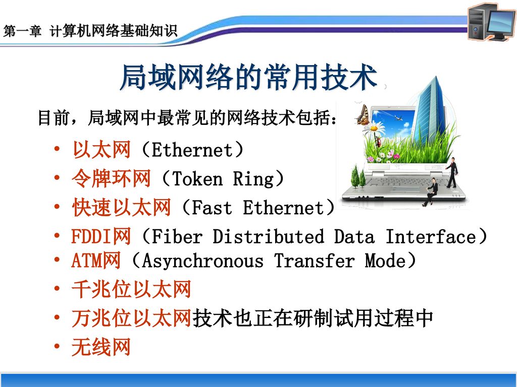局域网络的常用技术 以太网（Ethernet） 令牌环网（Token Ring） 快速以太网（Fast Ethernet）