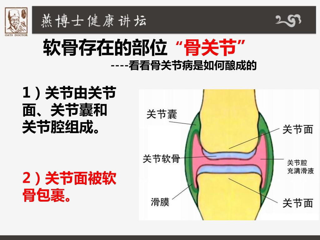 软骨存在的部位 骨关节 ----看看骨关节病是如何酿成的 1）关节由关节面、关节囊和关节腔组成。 2）关节面被软骨包裹。